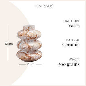 Jarrón de Cerámica Taupe Tri-Ring, Hecho a Mano, Diseño Moderno Minimalista, Jarrón de Mesa de Bajo Mantenimiento - Product Image 2