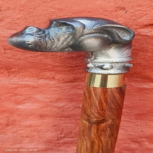 Brass and Wooden Walking Stick Dog Head Walking Stick <b>Gift</b> for Old Parents Supported Wooden Walking Stick Use for Handicapped - Product Image 1