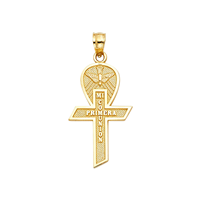 Nouvelle mode - Pendentif croix plaqué or jaune 14 carats - Accessoire religieux pour enfants - Mi Primera Communion espagnole - Accessoire spirituel pour enfants