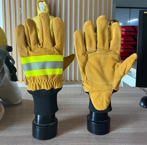 Résistance à la chaleur Aramide Pompier Gants de sécurité Résistant au feu Pompier Pompier Gants en cuir Ventes directes d'usine - Product Image 6