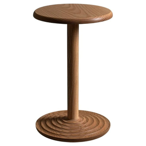 Table d'appoint moderne en bois de chêne massif, base conique tournée à la main, table d'appoint pour salon et chambre à coucher - Product Image 5