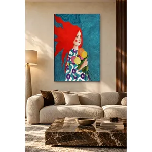 Fida, fille aux cheveux roux avec un bouquet de fleurs, impression sur toile - Product Image 1