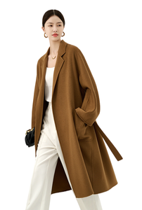 <span class=keywords><strong>Manteau</strong></span> long en cachemire et laine double face sur mesure pour femme, avec ceinture et col montant, idéal pour l'<span class=keywords><strong>hiver</strong></span> et le bureau - Product Image 3