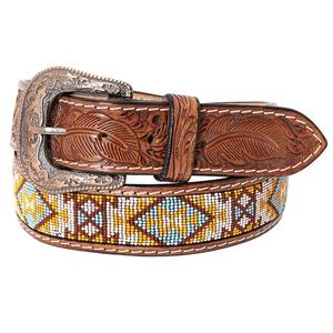 Cinturón de cuero de vaca occidental con cuentas de vaquero Diseño floral tallado a mano Aleación Personalizable Fabricante indio Precio razonable - Product Image 2