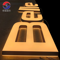 Mini enseigne en lettres 3D en acrylique avec éclairage LED, logo personnalisé, éclairage frontal et arrière, publicité pour les entreprises, les magasins, les murs, logo et dimensions personnalisés