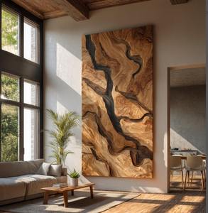 Art mural suspendu en bois naturel artisanal Art déco Panneau mural en bois moderne Décoration intérieure Cadeau de pendaison de crémaillère - Product Image 4