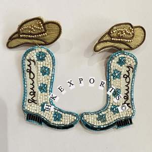 Handmade Westernรองเท้าคาวบอยโรเดย์ลูกปัดห้อยต่างหูBohoแฟชั่นเครื่องประดับสําหรับผู้หญิง - Product Image 1