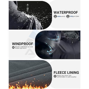 Chaqueta Ligera para Mujer, Chaqueta Larga de Softshell, Forrada de Polar, Impermeable, Cortavientos, Abrigo Cálido para la Lluvia, Gris, Chaqueta Resistente - Product Image 5