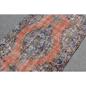 Tapis en laine Patchwork bleu Orange classique 3.8 X 6.8ft tapis Rectangle rayé turc fait à la main pour salon avec support en Latex - Product Image 5