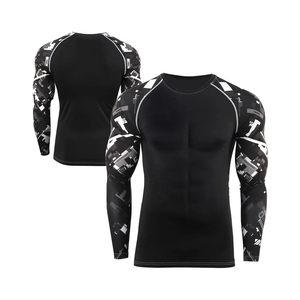 Camisetas de compresión en blanco para hombre, camisetas negras de alta calidad con estampado de sublimación de poliéster para gimnasio - Product Image 4