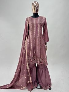 Fantaisie Tendance À La Mode Vêtements Ethniques Top Qualité Chinon Salwar Costume Broderie Travail Femme Fabricant De Mode À Vendre - Product Image 4