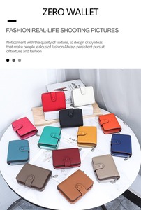 Ando Bag Genuine Cowhide Leather Short <b>Wallet</b> <b>Women</b> Zipper Coin Purse with Snap Closure and Card Slots - Product Image 2