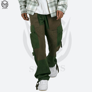 Pantalon cargo décontracté pour homme, matière personnalisée, plusieurs couleurs, coupe droite ample, fermeture éclair. - Product Image 5
