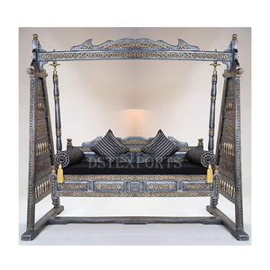 ชิงช้าไม้สักดีไซน์เนอร์ทำมือ/จูลาสำหรับห้องนั่งเล่นที่บ้านไม้สักแกะสลักหนัก oonjal jhoola - Product Image 5