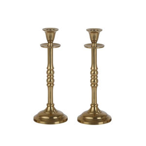 Modern Gold Aluminium Metal <b>Candle</b> Holder Set Of 2 Classic Home Tabletop Decoration Candlesticks For Events & <b>Dinner</b> Parties - Product Image 1