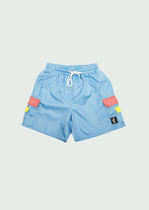 Short de bain sport en nylon tissé brodé violet pour homme, avec cordon de serrage, taille élastique, séchage rapide, entraînement, OEM personnalisé - Product Image 5