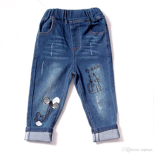 Pantalon en jean délavé pour enfants, style décontracté, coton, délavé, hip-hop, streetwear, style urbain, bouton, rivet - Product Image 5