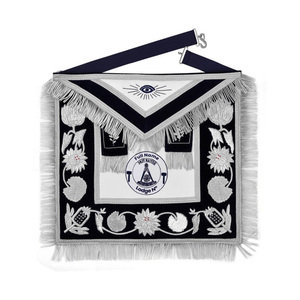 Past Master Blue Lodge Delantal Personalizable Bordado a mano Lingote de plata con terciopelo azul - Product Image 1