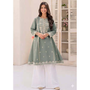 Conjunto de 2 Piezas NAQSH by AMROHI para Mujer, Chifón 100% Algodón Transpirable, Estilo Frock (Pantalones Laacha) - Product Image 2