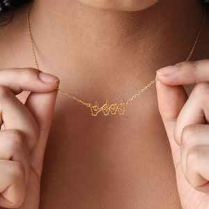 925 argent Sterling 18K or Vermeil je t'aime collier main langue des signes bijoux pour sourds communauté lien chaîne cadeaux pour elle - Product Image 3