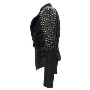 Steampunk Rock Rivet Veste en cuir pour femme Slim Short Streetwear Gothique Broderie Pu Cuir Locomotive Manteau Femme - Product Image 2