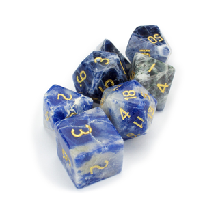 High quality stone dice Sodalite natural crystal reiki healing gemstones <b>Engraved</b> stone custom dice set Vikings crystal stone - Product Image 6