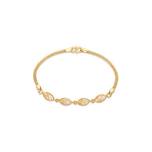 สร้อยข้อมือแฟชั่นทองคำแบบยืดหยุ่นพร้อมจี้เชื่อมต่อ - Product Image 2