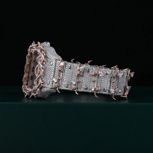 Attractive Custom Luxury Band <b>Wrist</b> <b>Watch</b> Moissanite Round Cut Diamond Hip Hop Thorns Stainless Steel <b>Watch</b> <b>Men</b> From India - Product Image 4