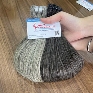 100% Extensions de cheveux crus à trame droite naturelle de haute qualité trame à Double tirage cheveux vietnamiens gris couleur foncée prêt à expédier - Product Image 1
