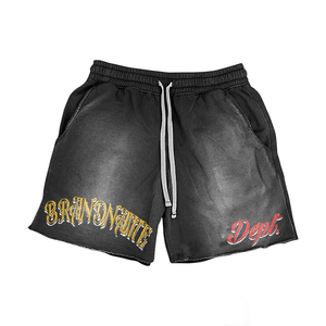 Womens 320 GSM Cotton Polyester Acid Wash Green Shorts Puff Print Screen Print Custom Logo Casual Fit women's shorts - Product Image 2