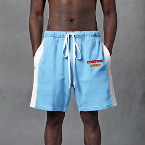 Shorts Homme 100% Coton Épais Style Urbain Uni avec Logo Sérigraphié Personnalisé Respirant Taille Élastique pour la Gym - Product Image 6