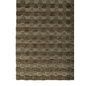 Tapis en laine tissé à la main Contour Green HWL-474, motif géométrique abstrait rectangulaire, viscose, tapis de salon pour usage domestique - Product Image 4
