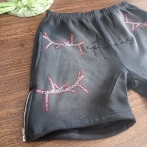 <b>Men's</b> Casual Shorts Set Custom Logo New Arrival Solid Color Breathable Quick Dry Design for Summer Rhinestone <b>Work</b> - Product Image 2