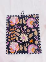 Pochette vintage matelassée en coton de 14 pouces pour MacBook, sacoche pour tablette à imprimé bloc, étui à rabat avec bouton, anti-poussière, antichoc, léger