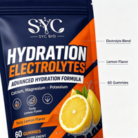 SYC BIO Elektrolyt Hydratatie Gummies, Calcium Magnesium Kalium Mengsel, Groothandelsdistributeurs, 60 stuks, OEM ODM Bulk Leverancier
