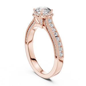 Bague tendance pour femme en diamant de laboratoire taillé 0,65 carat, sertie pavé sur les côtés, 0,78 carat, certifiée IGI, ensemble en or rose 18 carats plaqué rhodium, luxe - Product Image 2