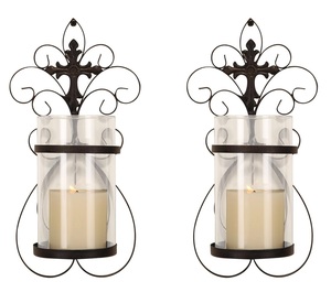 Portavelas para colgar en la pared de metal curvo de diseño único decorativo para el hogar de latón para la decoración del hogar del salón. - Product Image 2