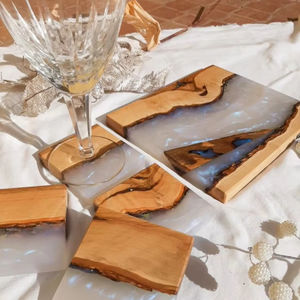 OPTIMISATION Sous-verres en résine de noyer pour la décoration intérieure Sous-verres en résine époxy en bois Sous-verre personnalisé de luxe pour boisson - Product Image 1