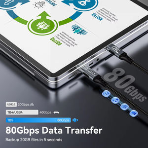 Câble vidéo Thunderbolt 5 80Gbps USB 4.0 Type-C super vitesse pour stockage de données, extension de charge rapide de 1m pour moniteur 240W, 16K - Product Image 4