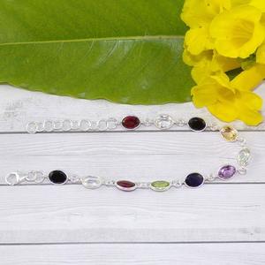 Handmade Unisex Fashion <b>Chain</b> & Link <b>Bracelet</b> Solid 925 Sterling <b>Silver</b> Gold Plated Zircon Halo Indian Style Trendy Party Gift - Product Image 3