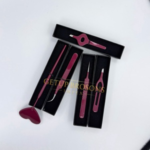 Pinzas Profesionales para Extensión de Pestañas, Pinzas de Aislamiento con Punta de Fibra de Acero Inoxidable, Pinzas para Cejas con Recubrimiento en Polvo, Herramientas de Belleza - Product Image 5