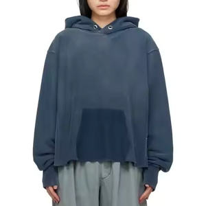 Sweat à capuche oversize avec broderie personnalisée pour femmes, poids lourd, délavé à l'acide, décontracté, hiver, logo personnalisé sur le devant - Product Image 3