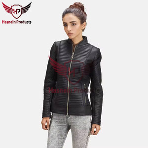 Cazadora de cuero genuino de secado rápido para mujer de diseñador Chaqueta tejida cómoda y personalizable Características transpirables - Product Image 4