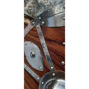 Bouclier nautique rond Viking 24 pouces bouclier en bois de Style guerrier maritime médiéval avec plaque en acier pour décoration murale de maison Cosplay - Product Image 4