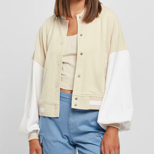 Nouvelle veste bomber universitaire d'hiver pour femme 2026, blanche, avec design réversible coupe-vent, doublure en coton, coque en laine/viscose - Product Image 1