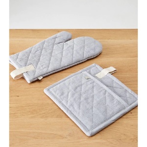 Moufle de cuisine Extra longue couleur crème, OEM, personnalisé 100% coton biologique lin, coussin d'isolation thermique, supports de casseroles chaudes personnalisés - Product Image 6