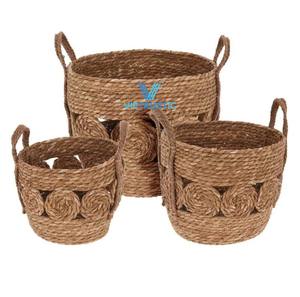 Certified Supplier Storage <b>Basket</b> Set Seagrass Water Hyacinth Jute Stitch <b>Basket</b> Storage & Organization <b>Bathroom</b> Laundry - Product Image 5
