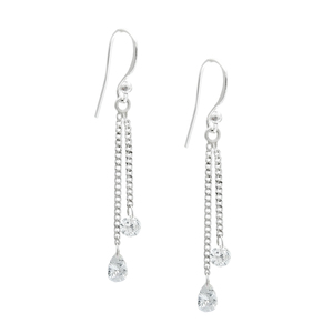Pendientes colgantes de lujo de Zirconia cúbica blanca de Plata de Ley 925 de nuevo diseño más vendidos para mujer y niña, joyería hecha a mano India - Product Image 4