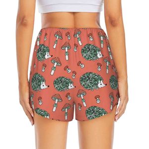 Shorts Deportivos para Mujer con Estampado de Erizo y Hongos, Cintura Media, Cordón Ajustable, Transpirables, de Spandex y Poliéster - Product Image 3