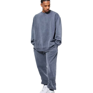 Survêtements en molleton lourd sans cordon, personnalisés pour hommes, effet vieilli, surdimensionnés, vierges, délavés à l'acide, vintage - Product Image 1